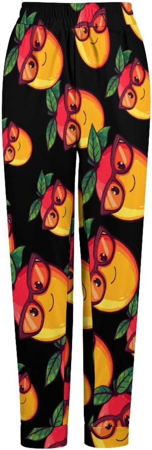 Funny Mango With Glasses Womens Pajama Pants Soft Lounge Pants Loose Trouser Pj Bottoms Sweatpants