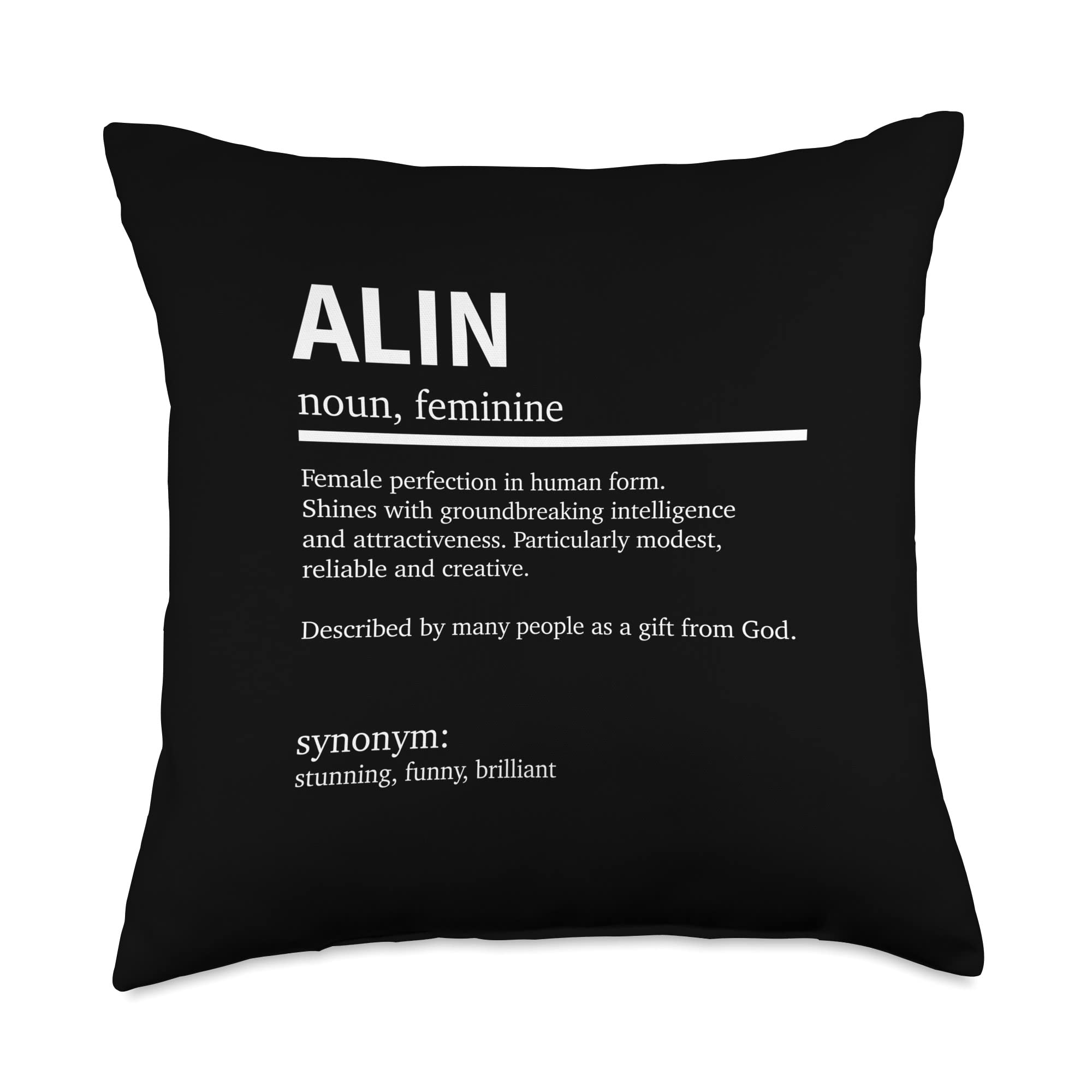 Alin Gift Valentines Day Gift For Alin Definition Alin First Name Throw Pillow, 18x18, Multicolor