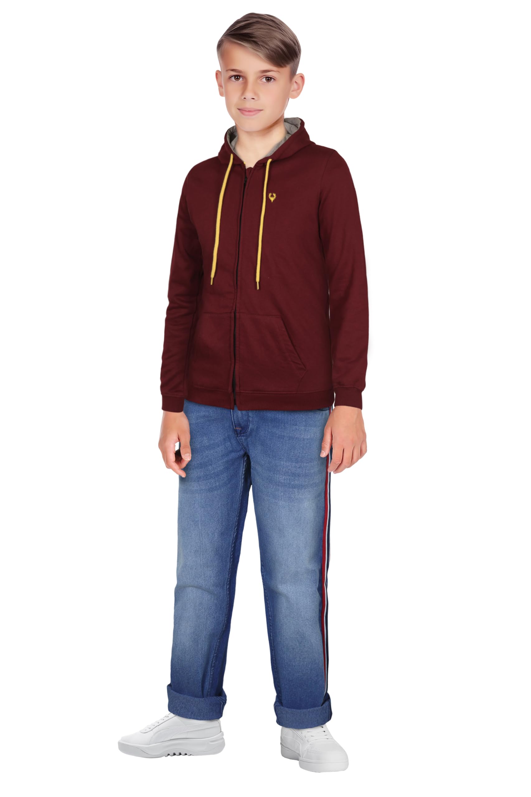 Allen Solly Junior Boys Cotton Hooded Neck Sweatshirt (ABSS31901811_Maroon_14_Maroon_13 Years-14 Years) 3