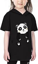 Girts Boys Tees with Zipper Pocket, Cute Panda Cotton T-Shirt Short Sleeve Tops for Kids，UV Protection Hoodies 3-10 Years