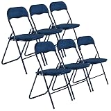 Matériaux polyvalents URBNLIVING Lot de 6 chaises pliantes portables avec sièges en velours PVC - Cadre en métal léger - Facile à ranger et à transporter