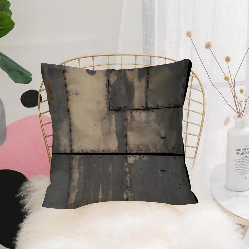 HYOSXW Cushion Cover,Throw Pillow Case Home Decorative for Living Room Bedroom Sofa Chair 16X16 Inch,Industrial Metal Look Photo Image,Pillowcase 40X40cm
