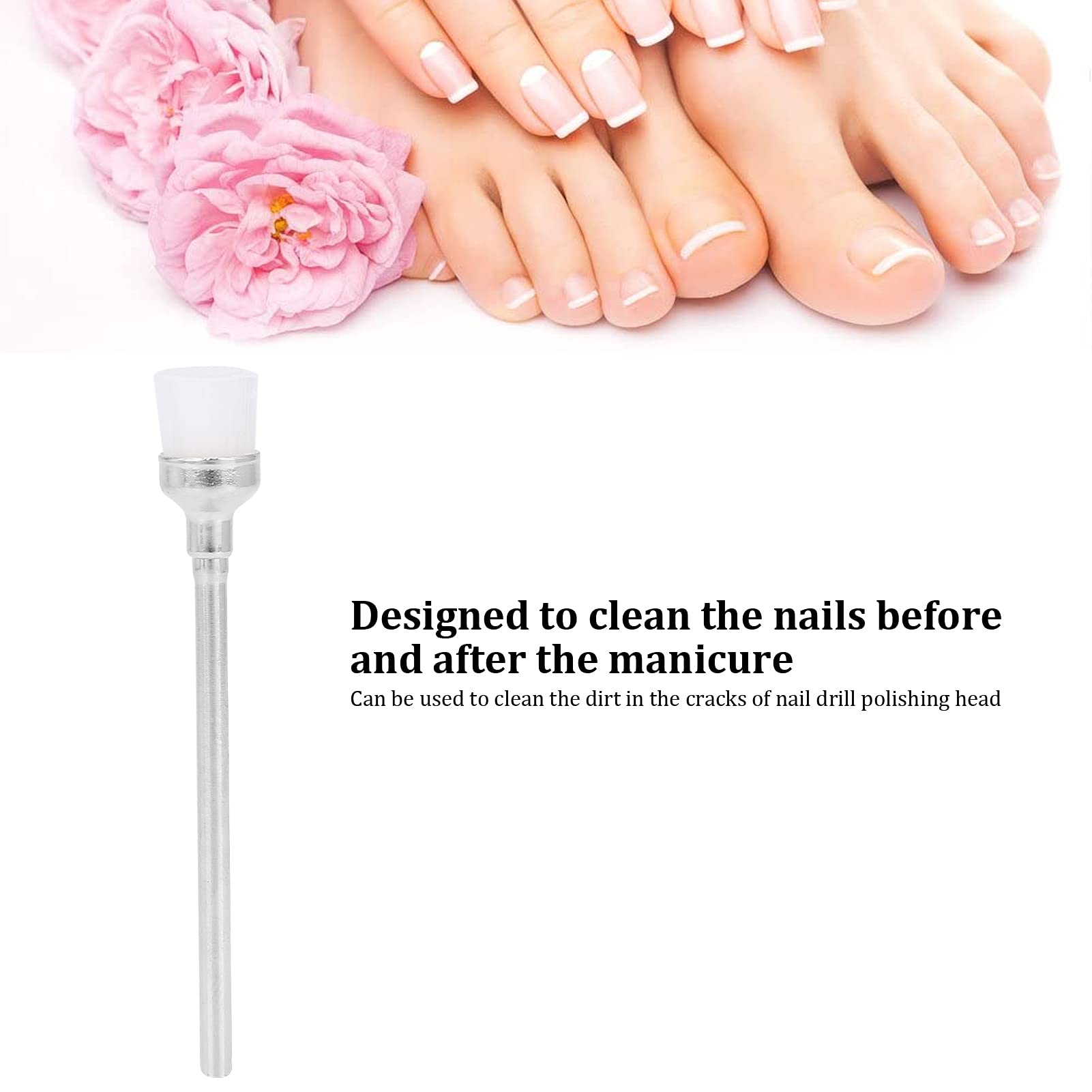 100pcs Cepillo para polvo de uñas, Herramienta de manicura de limpieza de mías para la uña Herramientas de manicura de manicura Cleaner Manicure Herramientas (White)