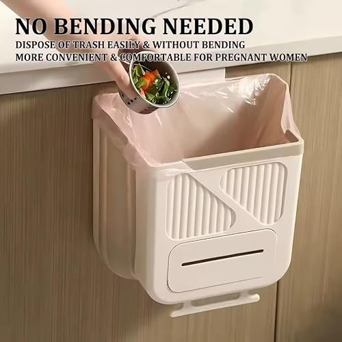 SDYIUXB Collapsible Hanging Trash Can for Kitchen Cabinet, Foldable Waste Bin with Bag Dispenser, Pp TPR Space Saving Wall Mount Garbage Container for Under Sink, Rv, Bathroom, Office (Gray,10L) - Image 4