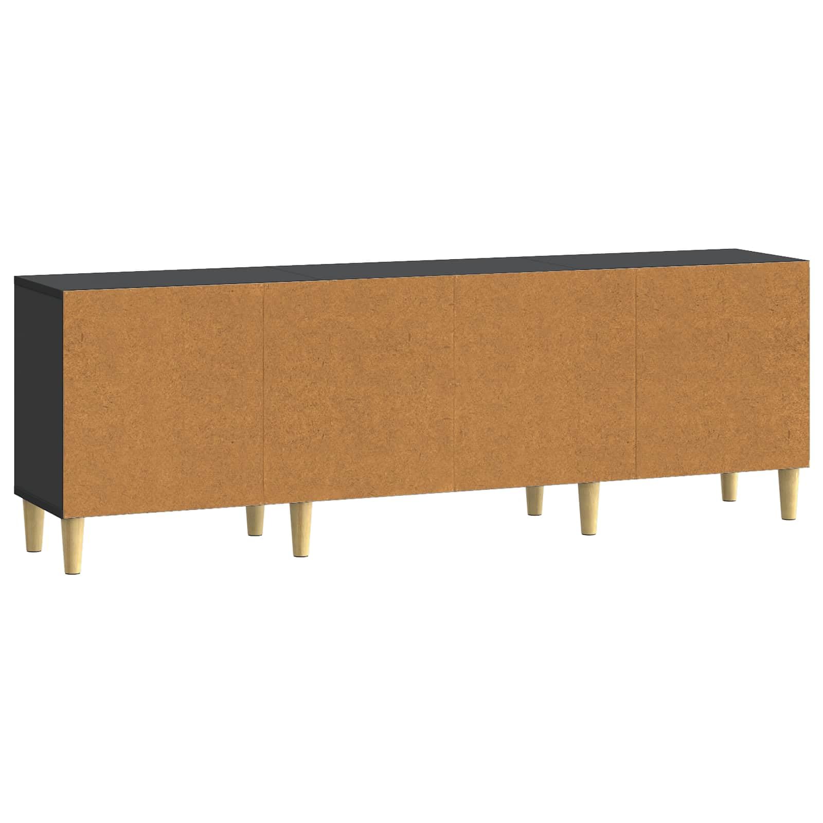 Mobile TV Nero in Legno Ingegnerizzato 150 x 31 x 50 cm con Ripiani e 2 Porte a Cerniera, Supporto Versatile per Soggiorno, Tavolino e Consolle per Televisore