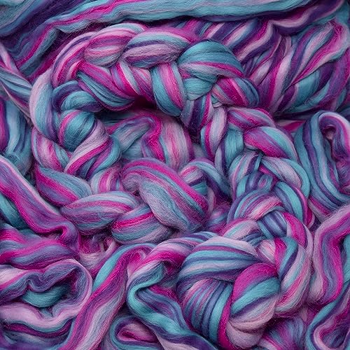 Image of Combed Top Roving. Limited Edition Fiber for Spinning, Needle Felting, Wet Felting, Weaving and Crafting. Colorful Designer Merino, Alicorn Dream
