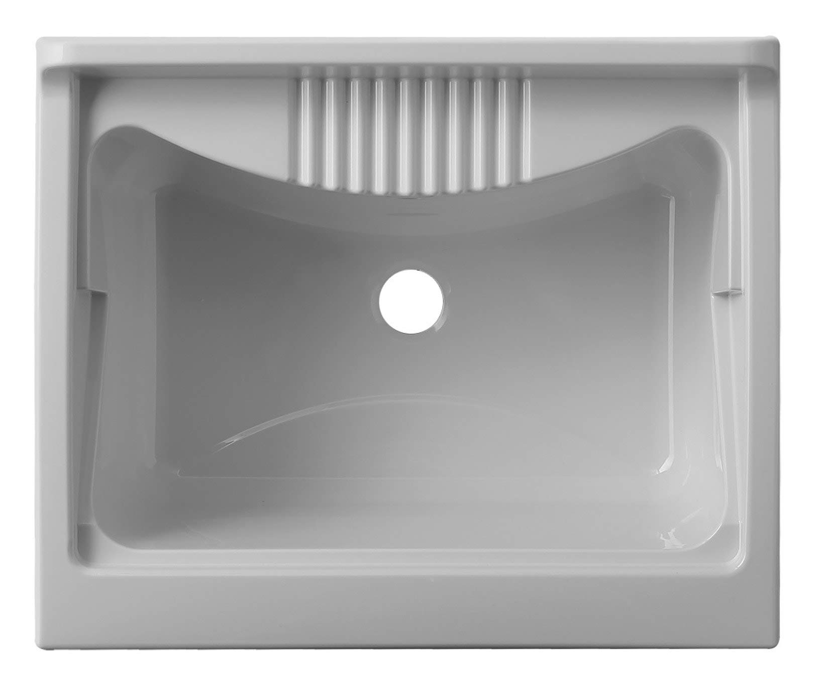 Negrari - Lavadero interior de resina y polipropileno con mueble hidrófugo de madera ennoblecida, patas regulables, puertas abatibles, disponible en varias medidas, blanco