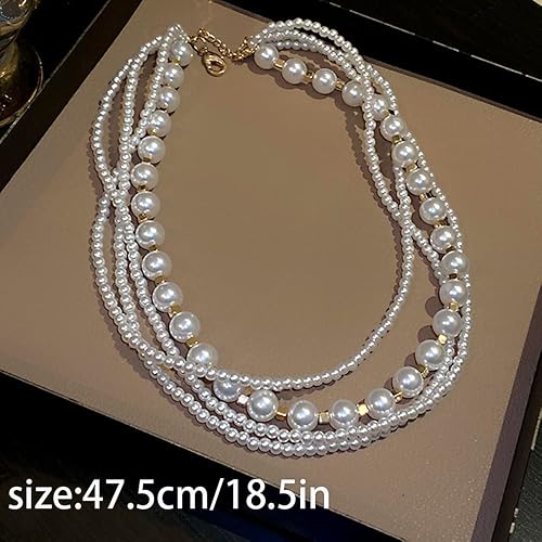 Miniatura 6 de Gargantilla corta de 4 niveles con borlas de perlas multicapa para novia, accesorios para mujer, Metal