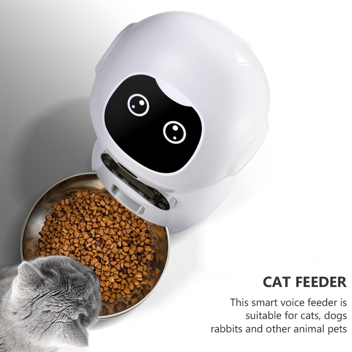 Homoyoyo Alimentador Automático para Mascotas Temporizador Digital y Robot Dispensador sin Pilas, Cuenco Inoxidable Desmontable para Gatos y Perros, Apto para Alimentación Programada
