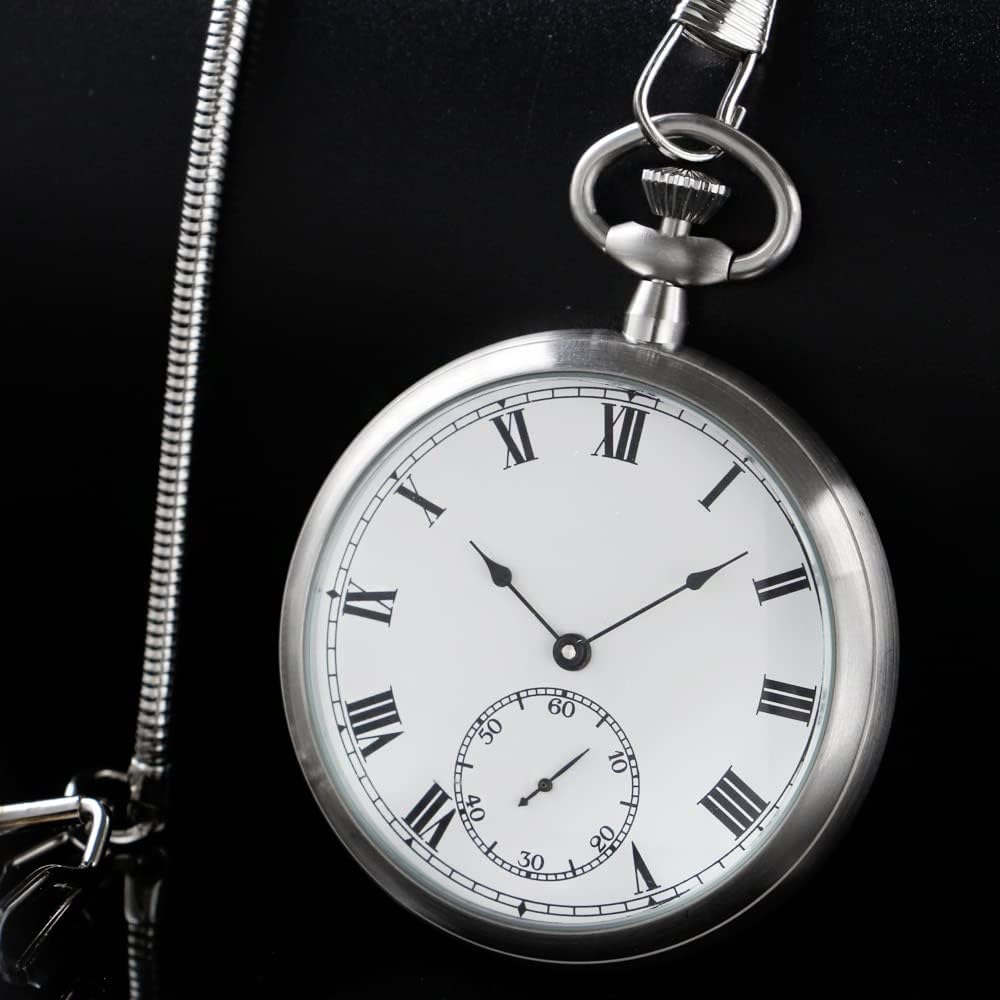 Resistance Full Steel Pocket Watch Mechanical Hand Wind Antique Clock Honed Stainless Original with Chain & Box