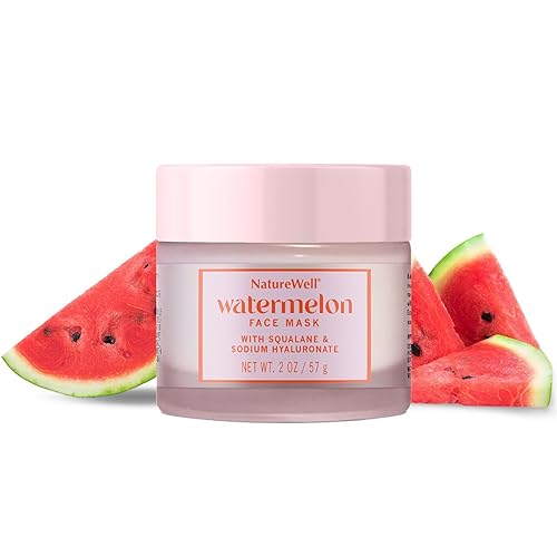 Miniatura 2 de NATURE WELL Mascarilla facial de sandía, enriquecida con agua hidratante de fruta de sandía y escualano derivado de plantas, promueve una tez