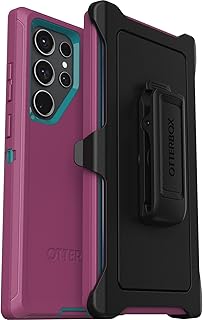 OtterBox Galaxy S23 Ultra Defender Series Case - CANYON SUN (Pink), rugged & durable, with port protection, includes holster clip kickstand