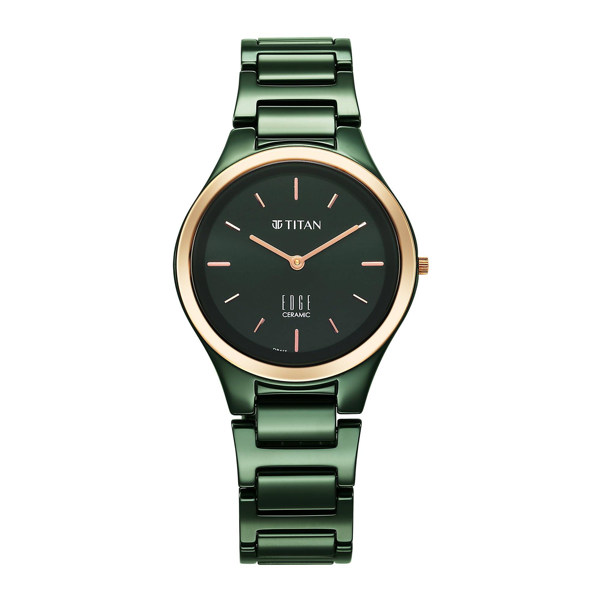 Titan Edge Bicolour Quartz Analog Green Dial Green Ceramic Strap Watch for Women/NT2653KC12-image-44