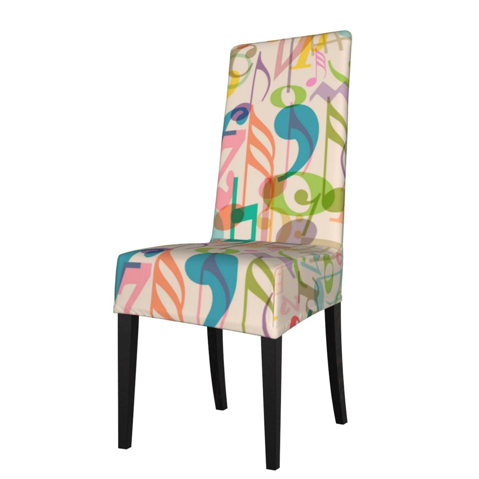 LKYMOH Mix Match Retro Musical Note Music, Chair Covers Stretch Chair Slipcovers for Dining Room, for Party Pet Protection Universal Fit Soft Polyester