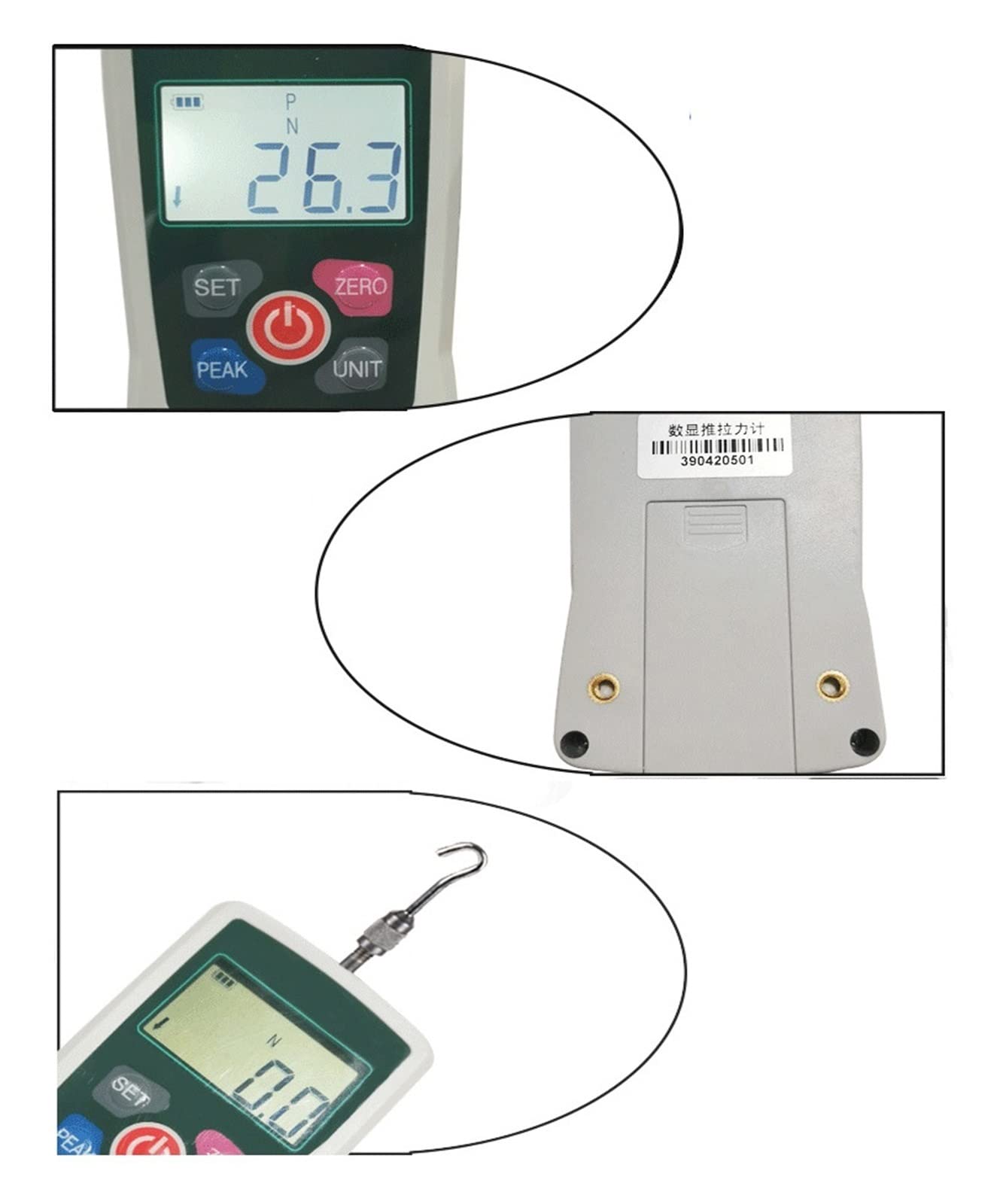 Pantalla digital pequeña Medidor de empuje y tracción ZMF-2-500N Medidor de empuje y tracción Kilogramo Probador de tracción Escala digital Máquina de tracción