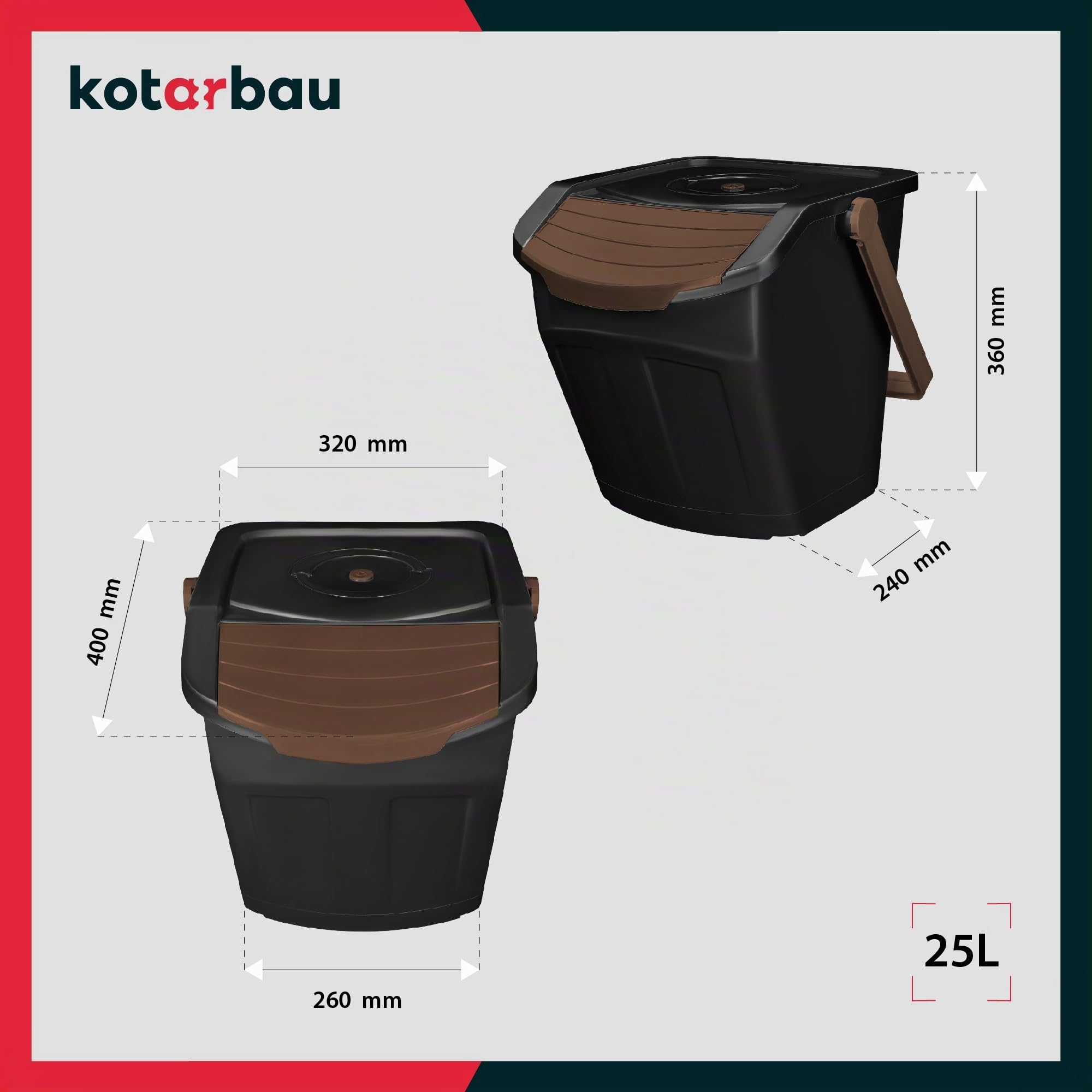 KOTARBAU® Mülltrennsystem Mülleimer Küche 4 Fächer Abfalleimer Deckel Plastik Küchenabfalleimer Küchenmülleimer Recycling System Trennsystem Müllsystem Dustbin Mülltrennung Eimer Mülltrennsysteme
