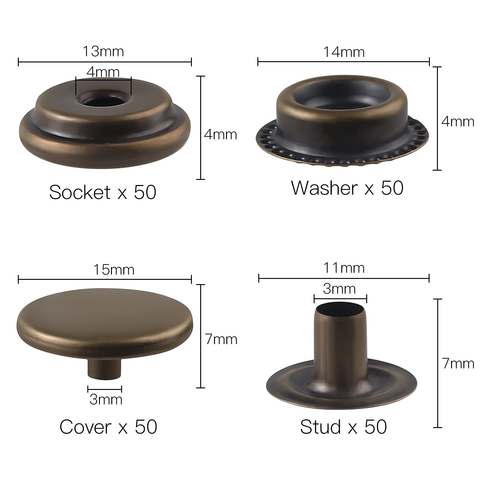 50 Sets Druckknöpfe Mit Werkzeug - Metall Knöpfe Für Kleidung & Leder, Inkl. Aufbewahrungsbox