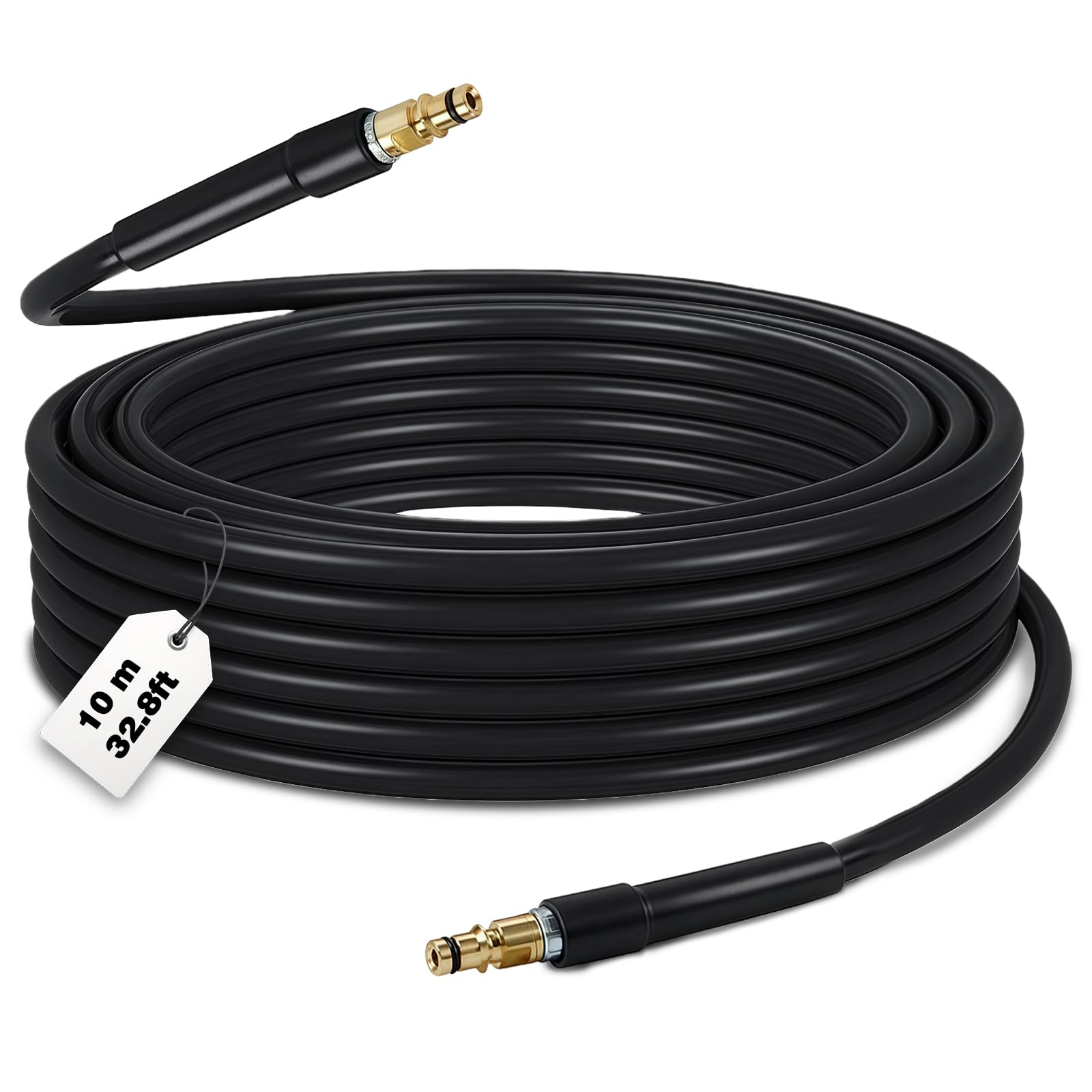 10 Meter High Pressure Washer Hose Suitable for Karcher K2 K3 K4 K5 K6 K7, Capable of Withstanding 5800PSI High Pressure, Made of Explosion-Proof Rubber Material, Apply to Garden Irrigation Etc