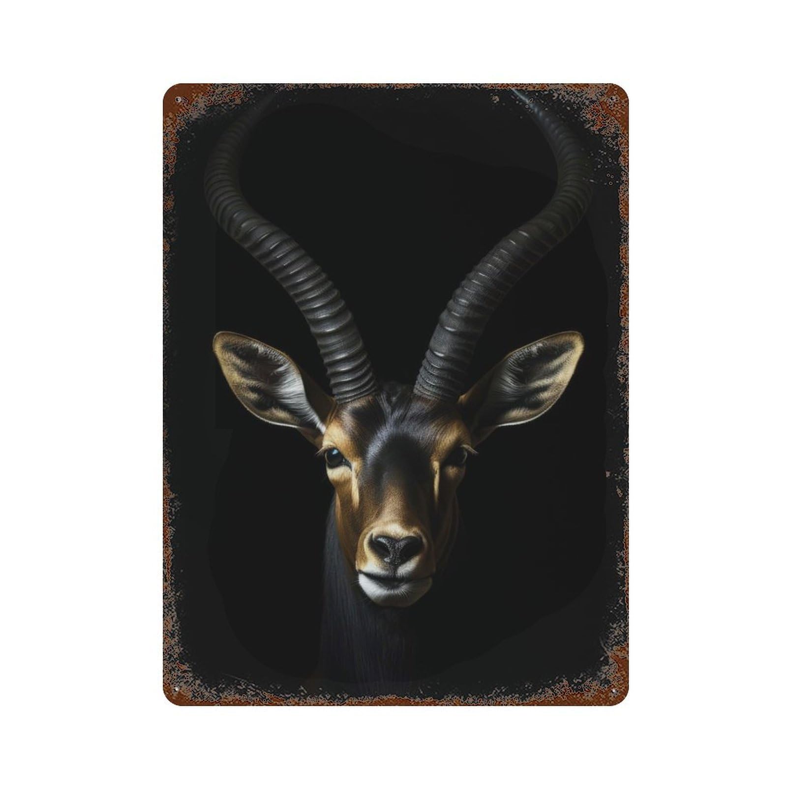 Antelope Gold Dark Vintage Wall Sign 15.7"x11.8", Rust Effect Metal Decor for Living Room, Hallway And Home Decor