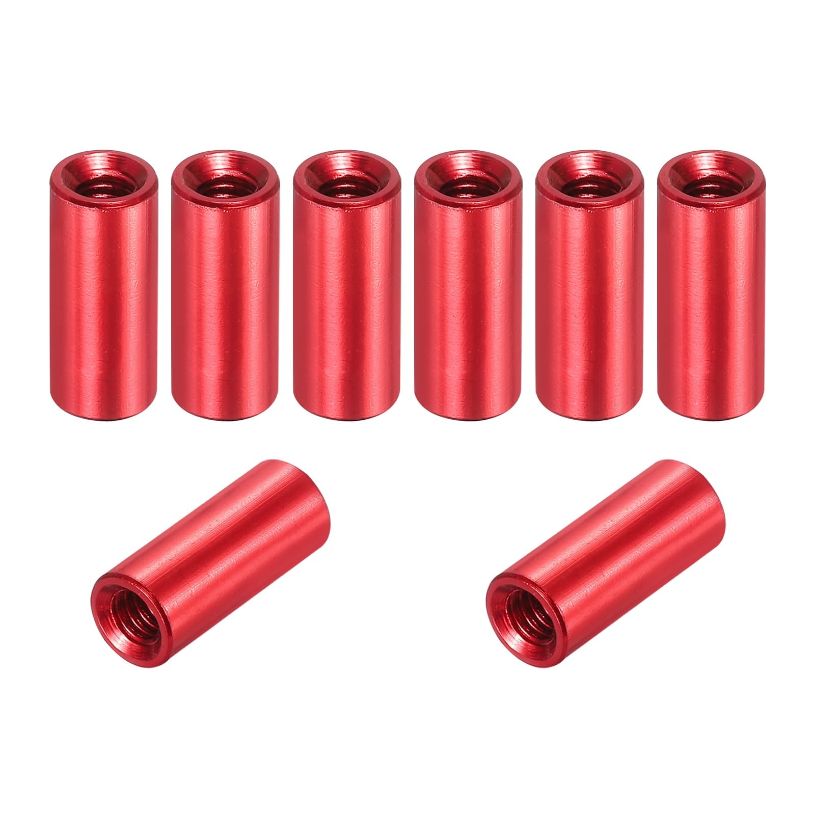 sourcing map 8 Pcs M3x15mm Round Aluminum Standoff Column Spacer, Coupling Screws Female Threaded Spacers for RC Multirotor Parts DIY FPV Quadcopter (Red)