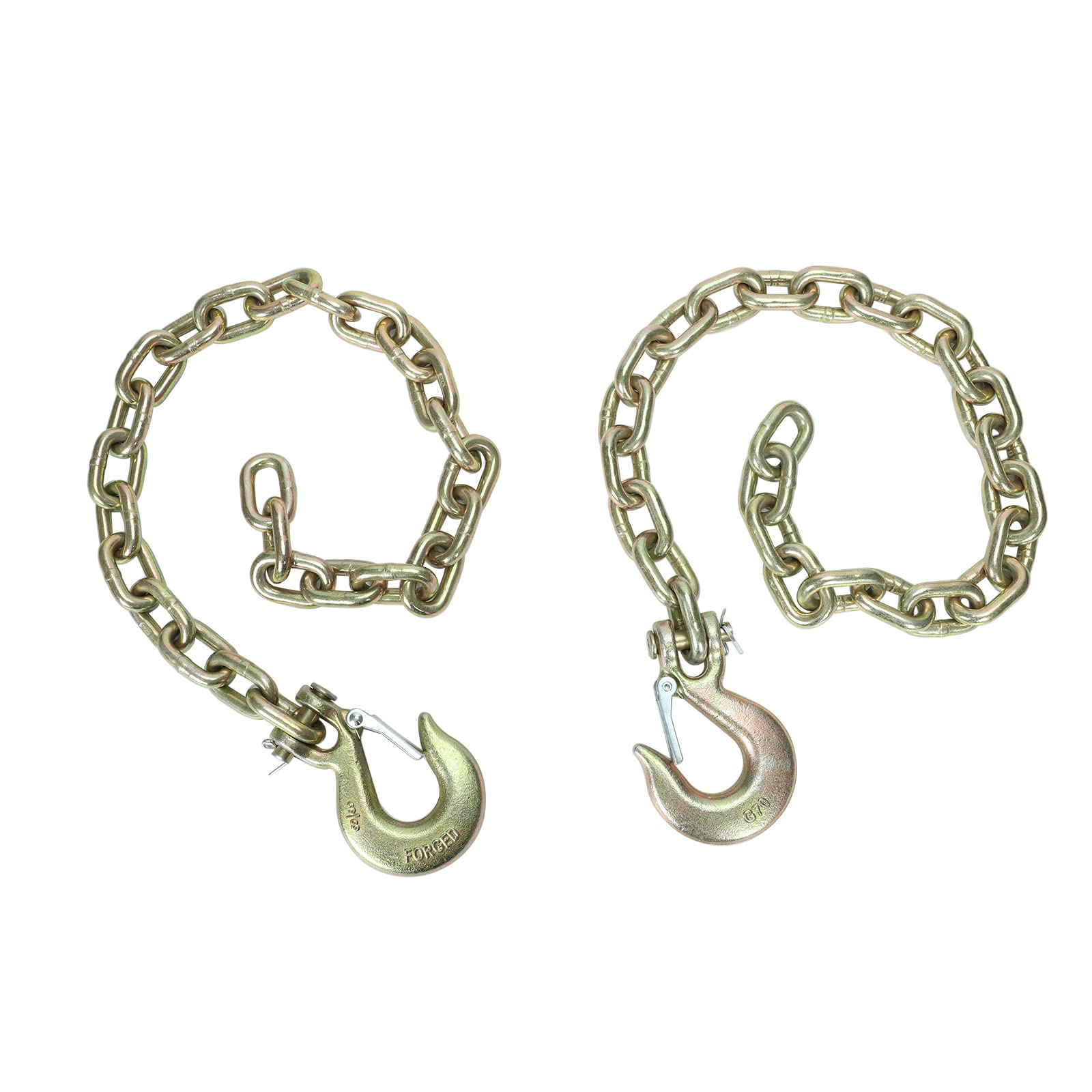 2 Pcs 3/8" x 35" Grade 70 Tow Safety Chains with Forged Safety Hook Fit for Flatbed Truck Trailer，6600 lbs Safe Working Load