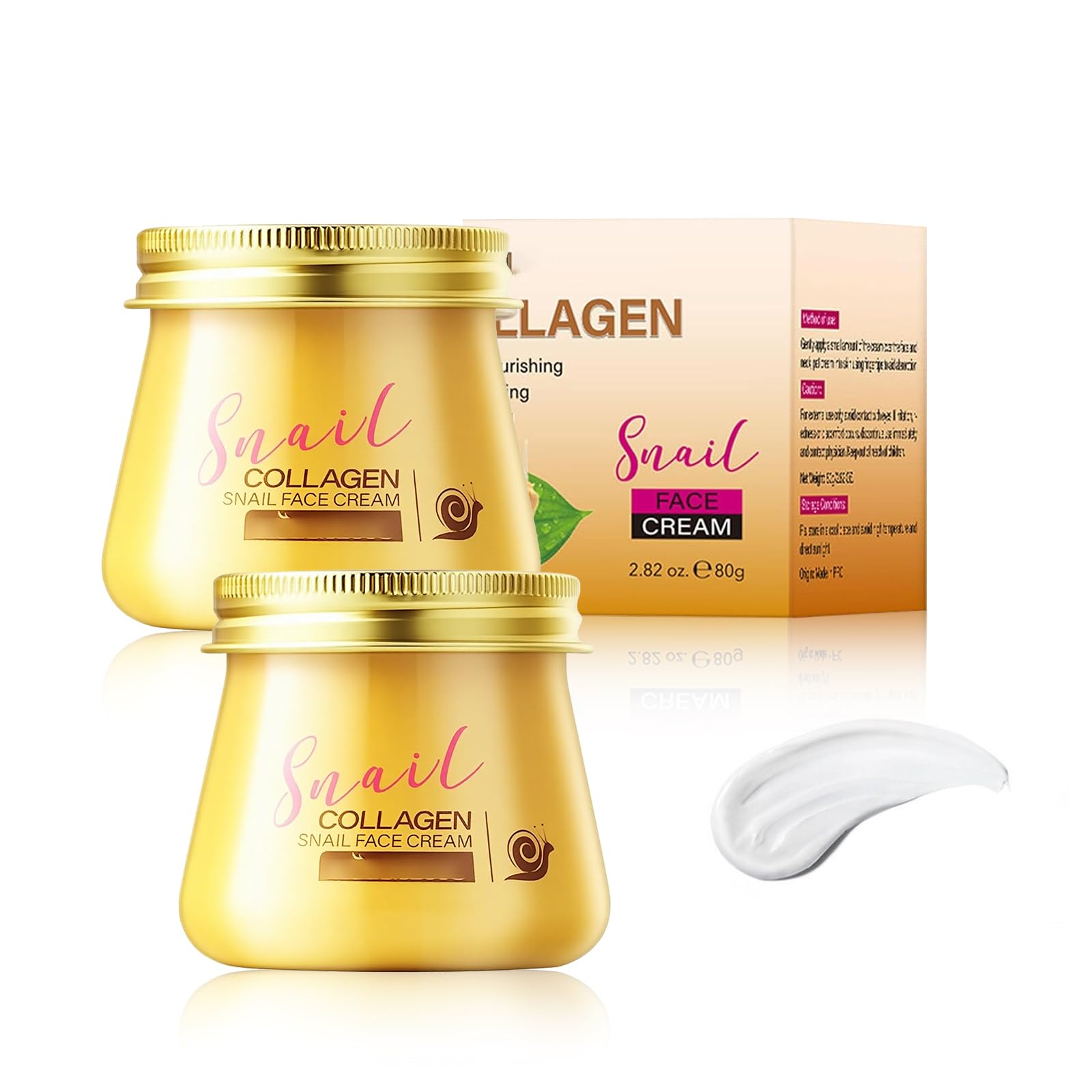 2Pack Snail Collagen Face Cream for Women,Collagen Hydrating Facial Cream Anti-Wrinkle and Rejuvenating Cream Korean,Collagen Rejuvenating Moisturizer,Improves Skin Firmness, Reduce Dryness&Fine Line