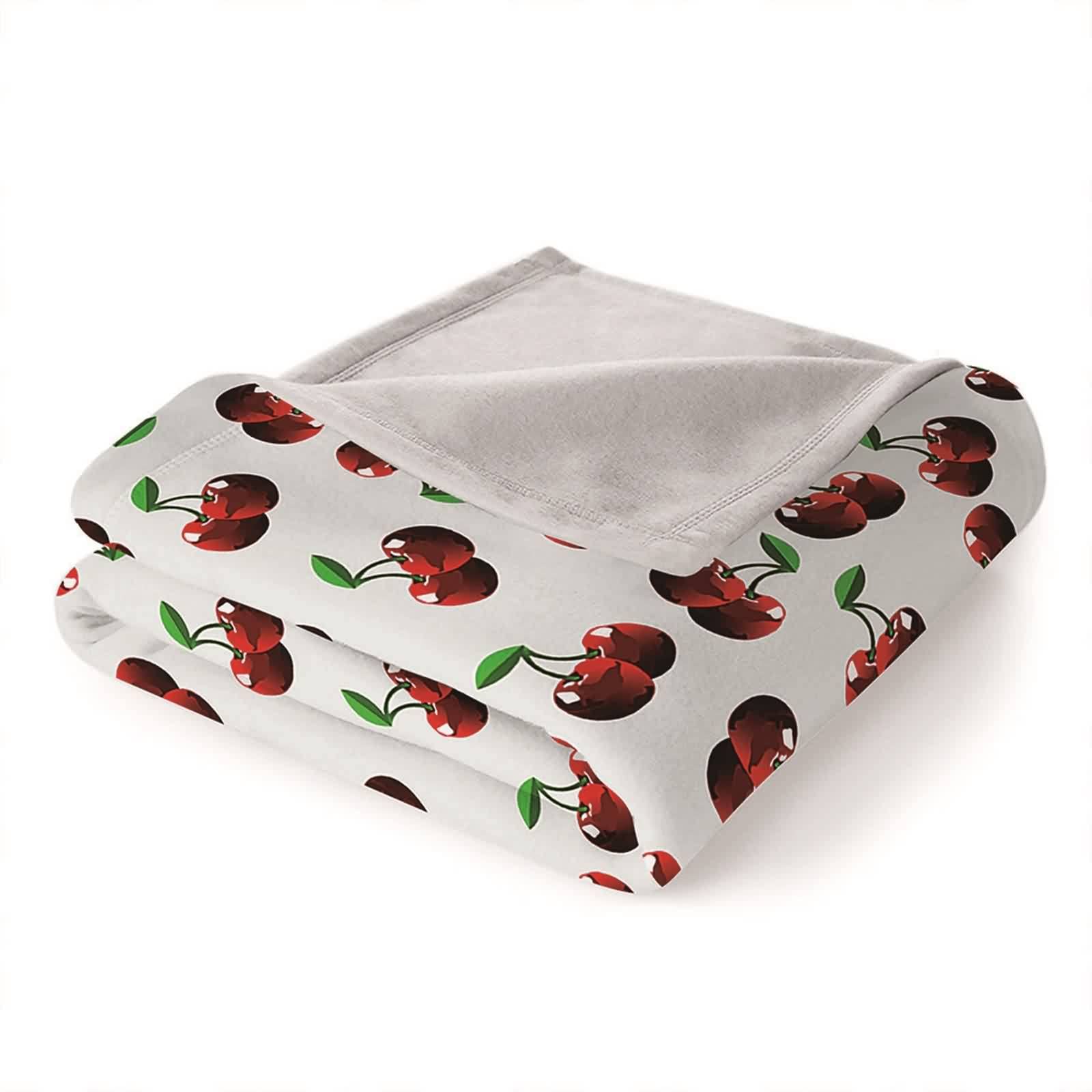 Kuscheldecke Grün 150x200, Wohndecke Warm Flanell Rot Kirschblatt Flanelldecke Blanket Weich Kuschelig Sofa Bett Geschenk