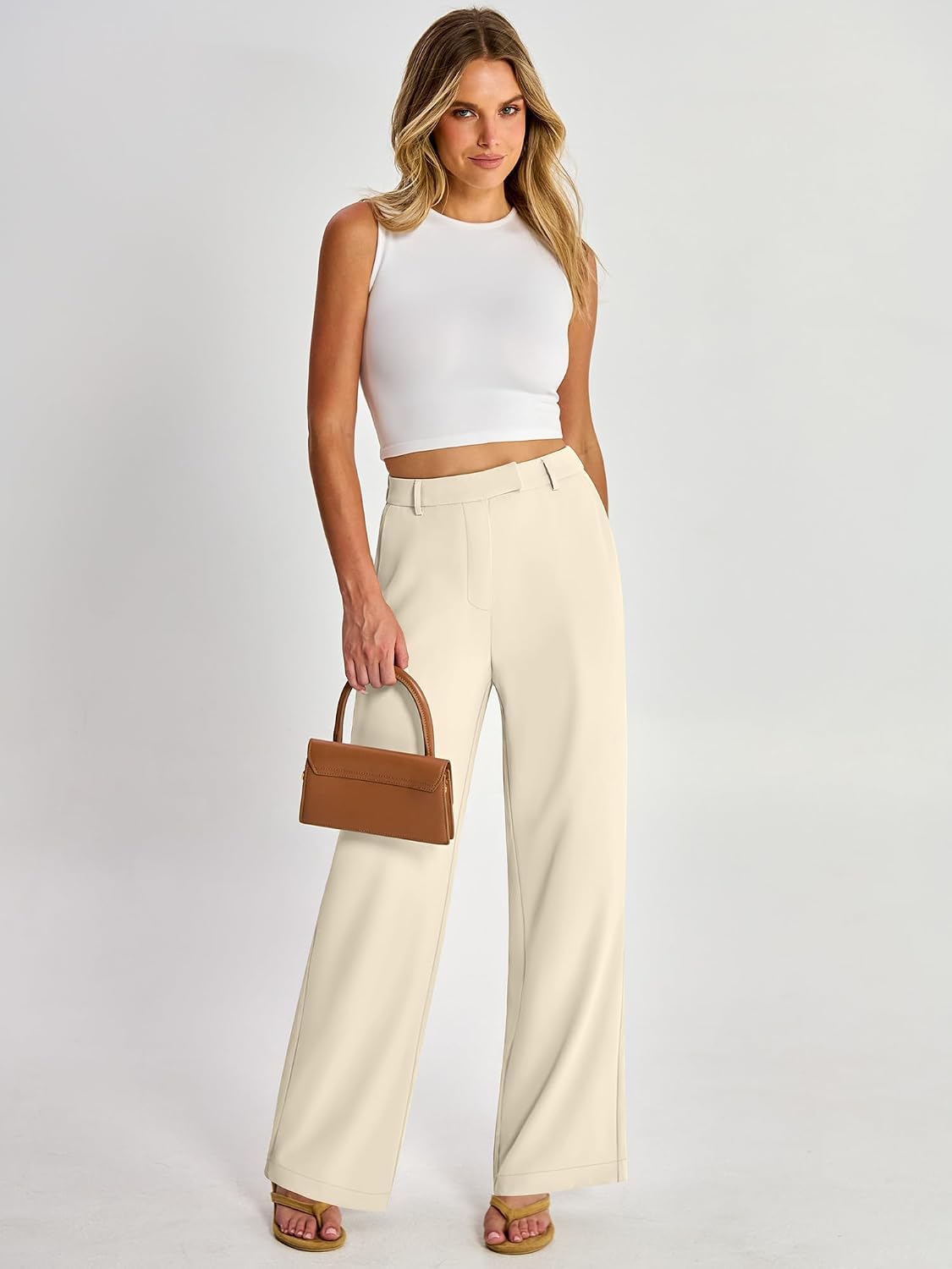 ANRABESS Womens Wide Leg Business Casual Pants 2026 High Elastic Waisted Loose Fit Work Office Trousers Slacks Outfits