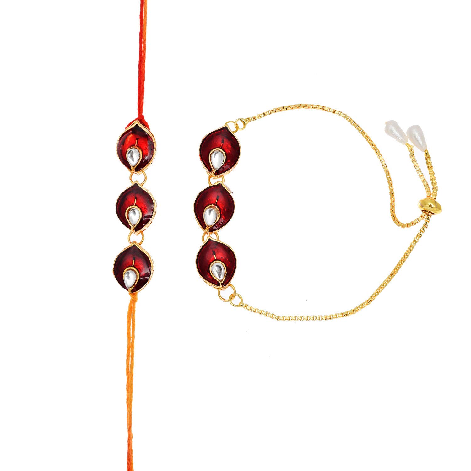See full amazon price history chart for Indi Rang Rajasthani Gold Plated Chain Pachi Work Rakhi Combo Set for Men and Women Indi Rang Rajasthani Gold Plated Chain Pachi Work Rakhi Combo Set for Men and Women (B07TVMLW9D) Amazon Price History, Amazon Price Tracker