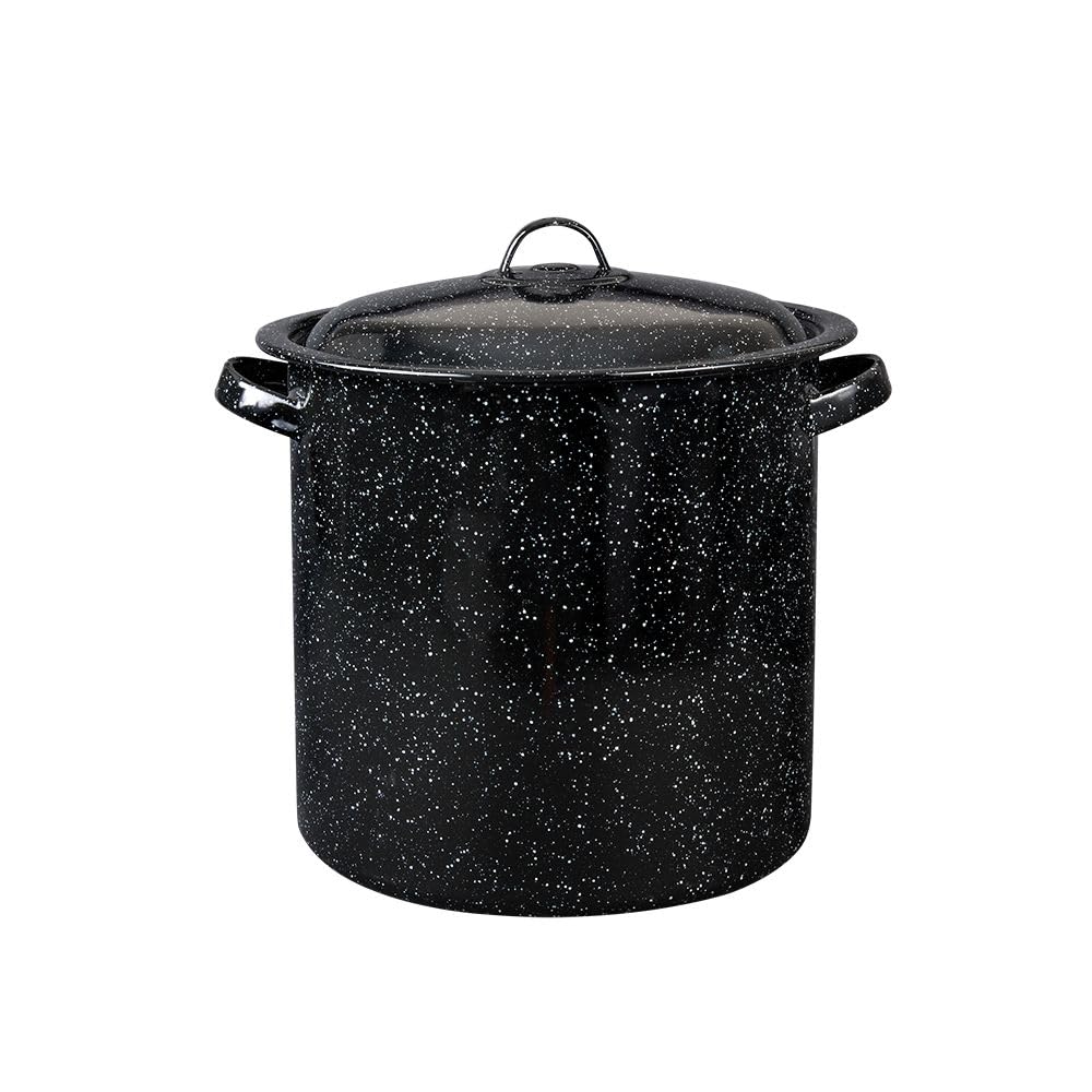 Granite Ware Stock Pot, 12 Qt Large Capacity - Speckled Black