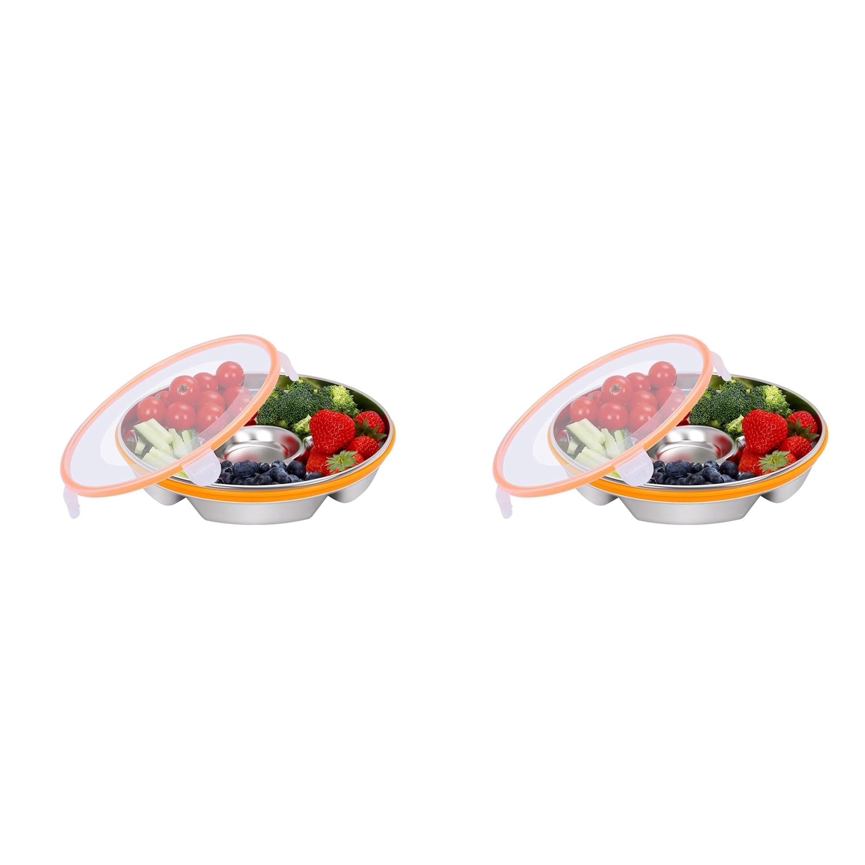 Hndhbfgrt 2X Veggie Tray with Lid and Dip,Divided Serving Tray with Lid Snack Tray with Lid for Party Platter,Relish Fruit Tray