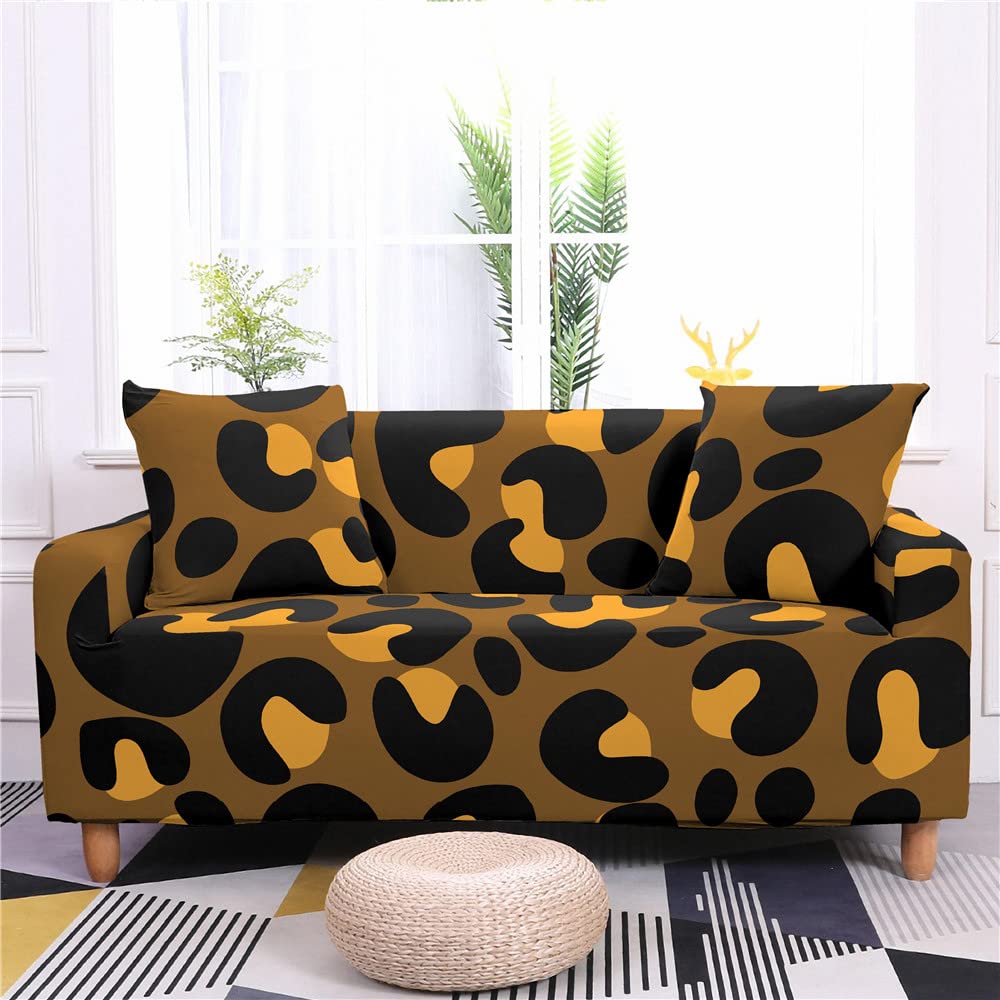 Brauner Leopardenprint Sofabezug – Elastischer Couchüberzug Mit Antirutsch-Funktion Für Ecksofas