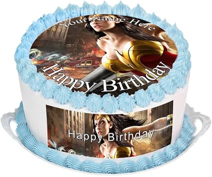 Personnalises Wonder Woman 7 5 Pouces Disque Circulaire Decoration Gateau Premium Qualite Sucre Givrage Feuilles De Imprime Avec Banniere Gratuit Amazon Fr Epicerie