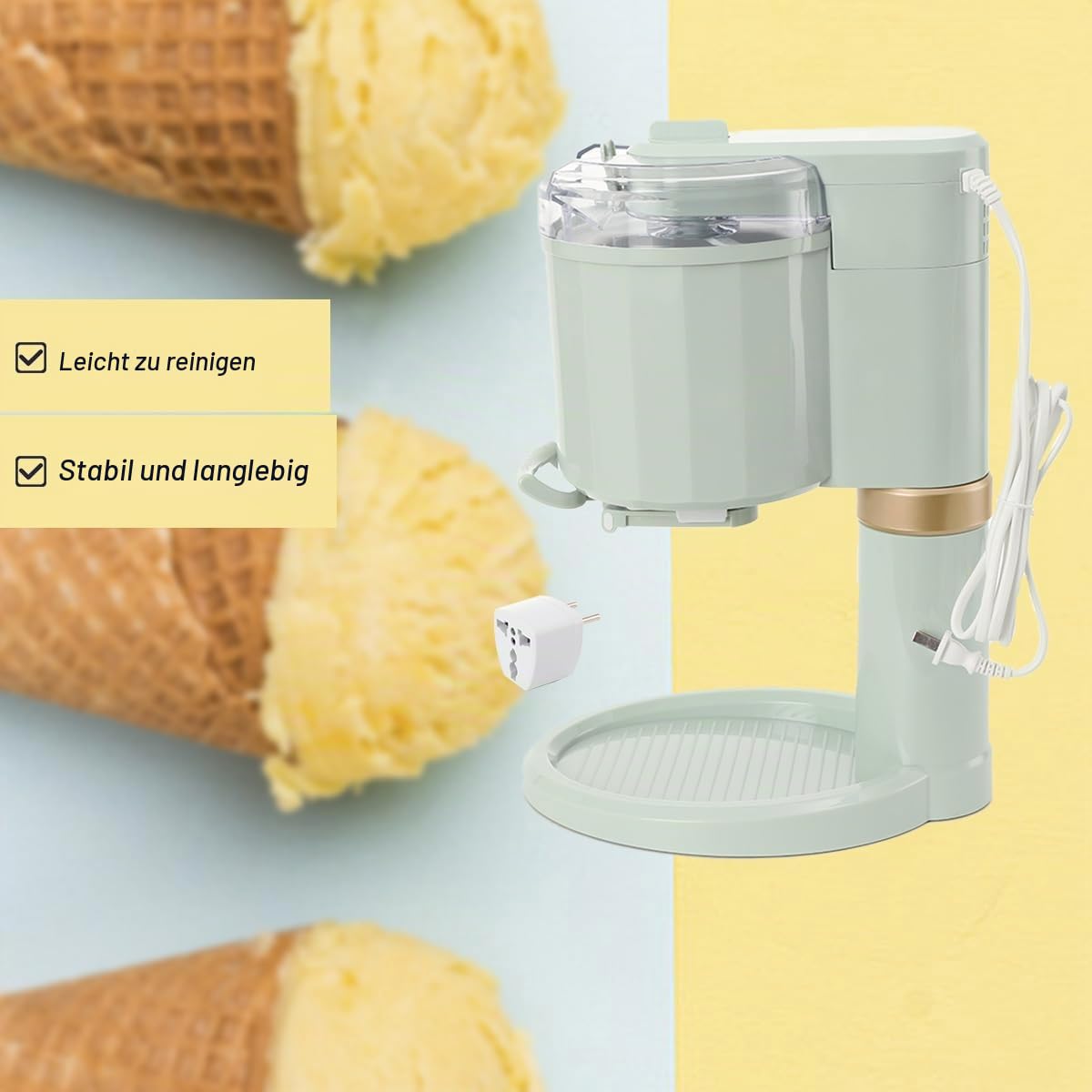 20W Softeismaschine 1L Kitchen Automatic Mini Fruit für Zuhause | Home DIY Kitchen Automatic Mini Fruit Softeismaschine, Joghurtbereiter Und Eisbereiter für Eiscreme, für Zuhause, Bar, Café