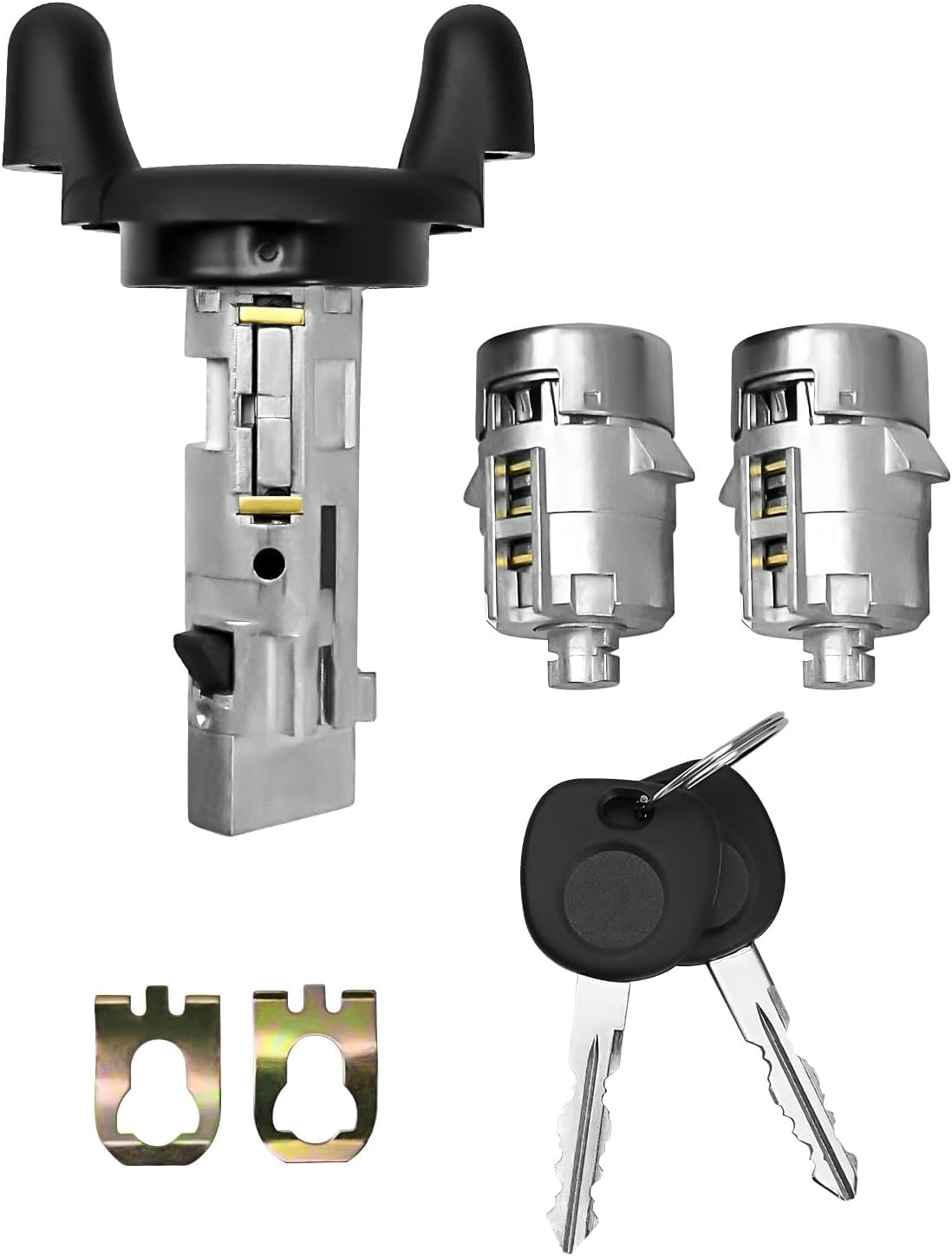 Car Ignition New Switch Lock Cylinder with Keys with Pair Front Door Lock Cylinder Fit for Chevy Express 1998-2005 S10 for Tahoe for Suburban for Sierra for Yukon OE 704600 + 702912 X2 + 598007 X2