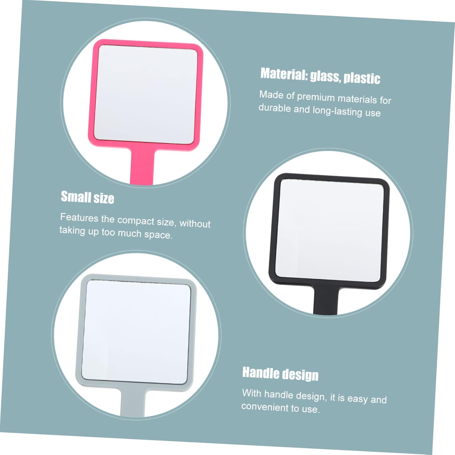 VICASKY 6Pcs Handheld Makeup Mirrors with Handle Portable Bathroom Travel Mirrors for Shaving Makeup More Stylish for Easy Use