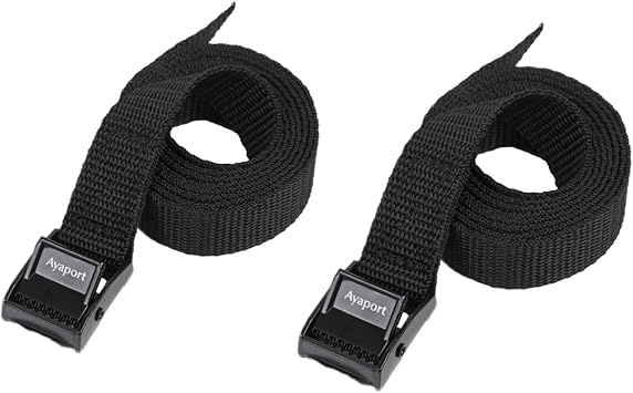 Ayaport Lashing Strap Tie Down Straps with Adjustable Cam Buckle Nylon Cinch Strap for Packing Cargo, Bike, Luggage Black 2 Pcs Black, 0.75 x 4