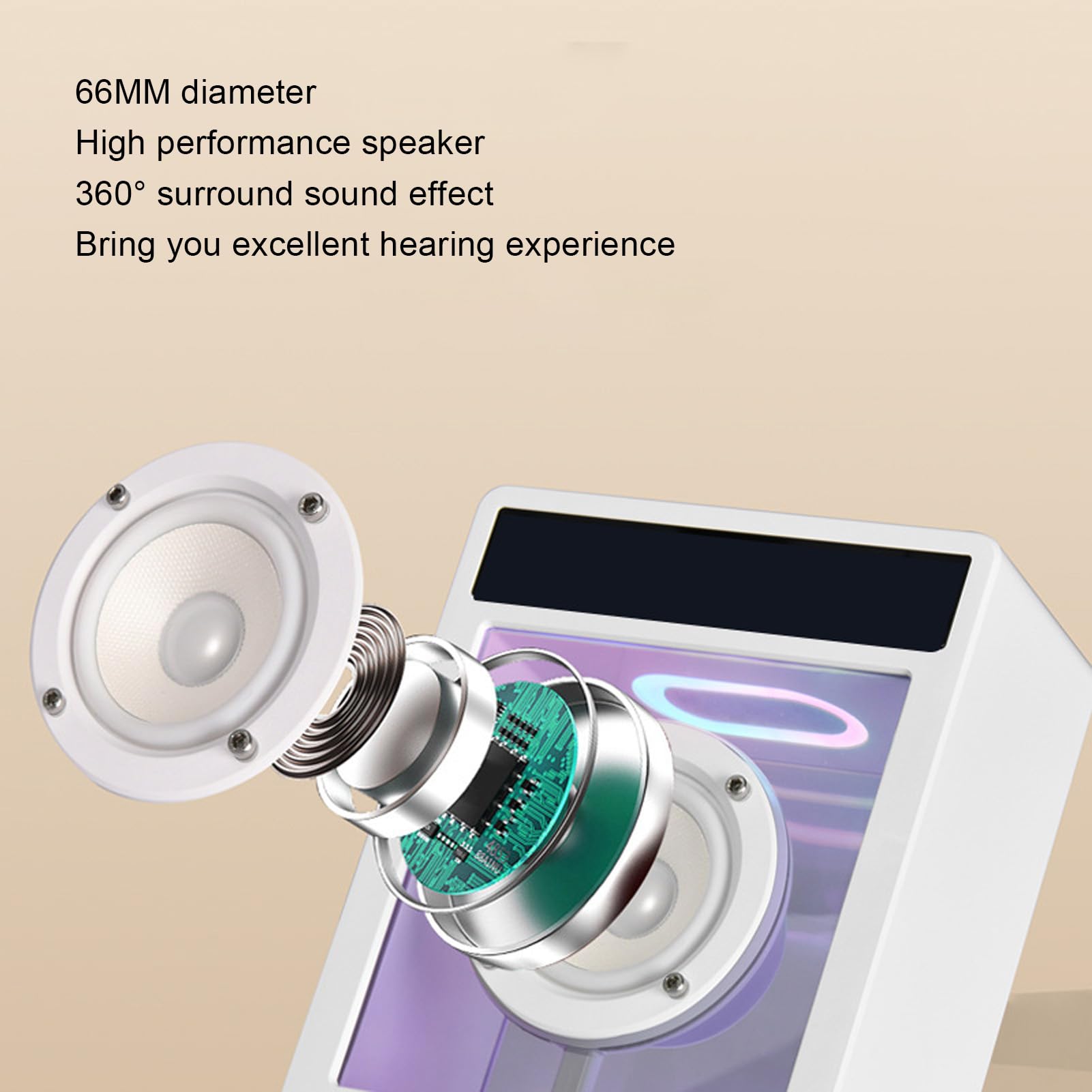 Máquina de Karaoke Inteligente, Pantalla de Letras Integrada y Luces Ambientales para Adultos y Niños, PA de Altavoz Bluetooth Portátil de 10 W con 2 Micrófonos Inalámbricos