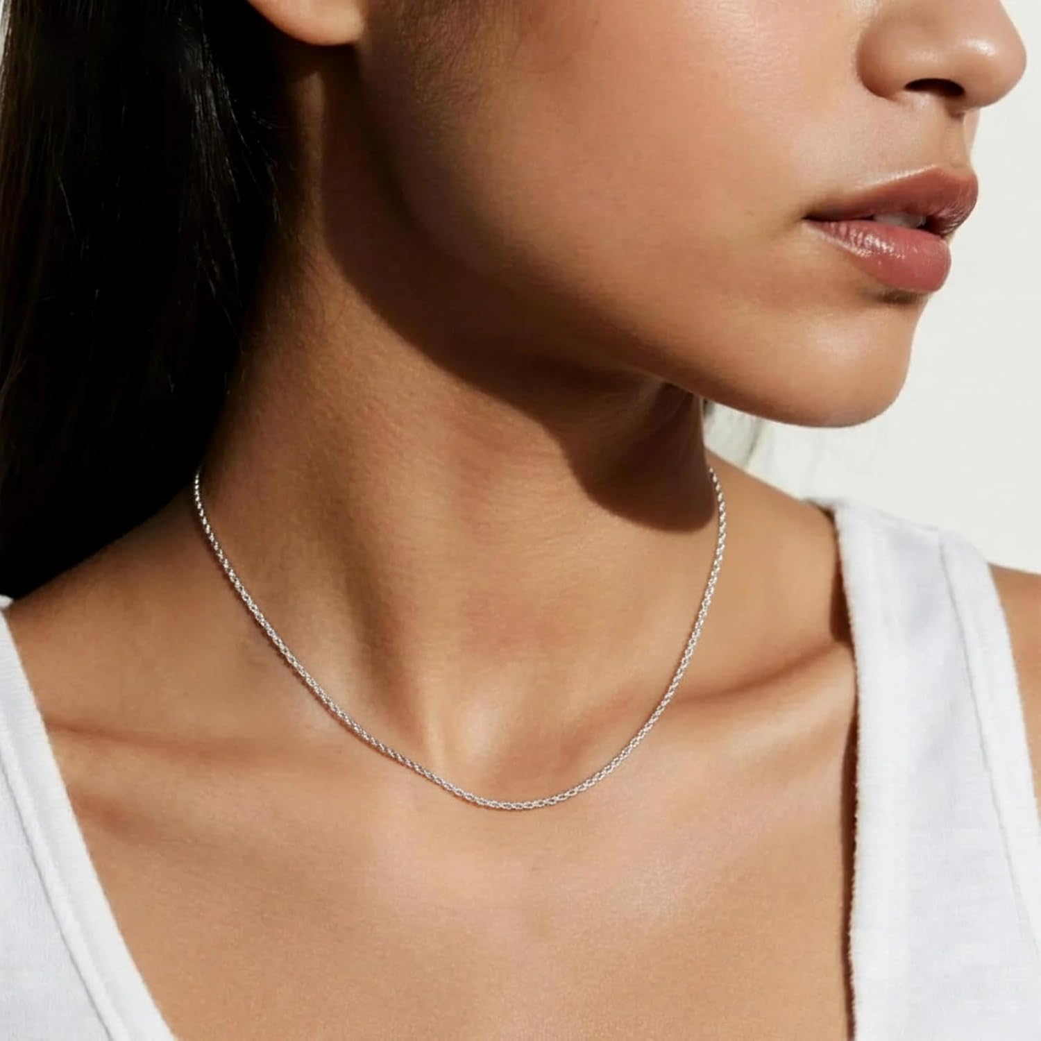 925 Sterling Silver Rope Chain Necklace for Women, 1.2mm Minimalist Silver Chains Necklaces Lobster Clasp Hypoallergenic Delicate Jewelry Gifts 16/18/20/22/24 Inch - Image 4