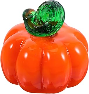 Alipis Hand Blown Mini Glass Pumpkin Figurine Orange Seasonal Table Decor Collectible Ornament for Fall Harvest Halloween Car Interior Desktop Accent Gift