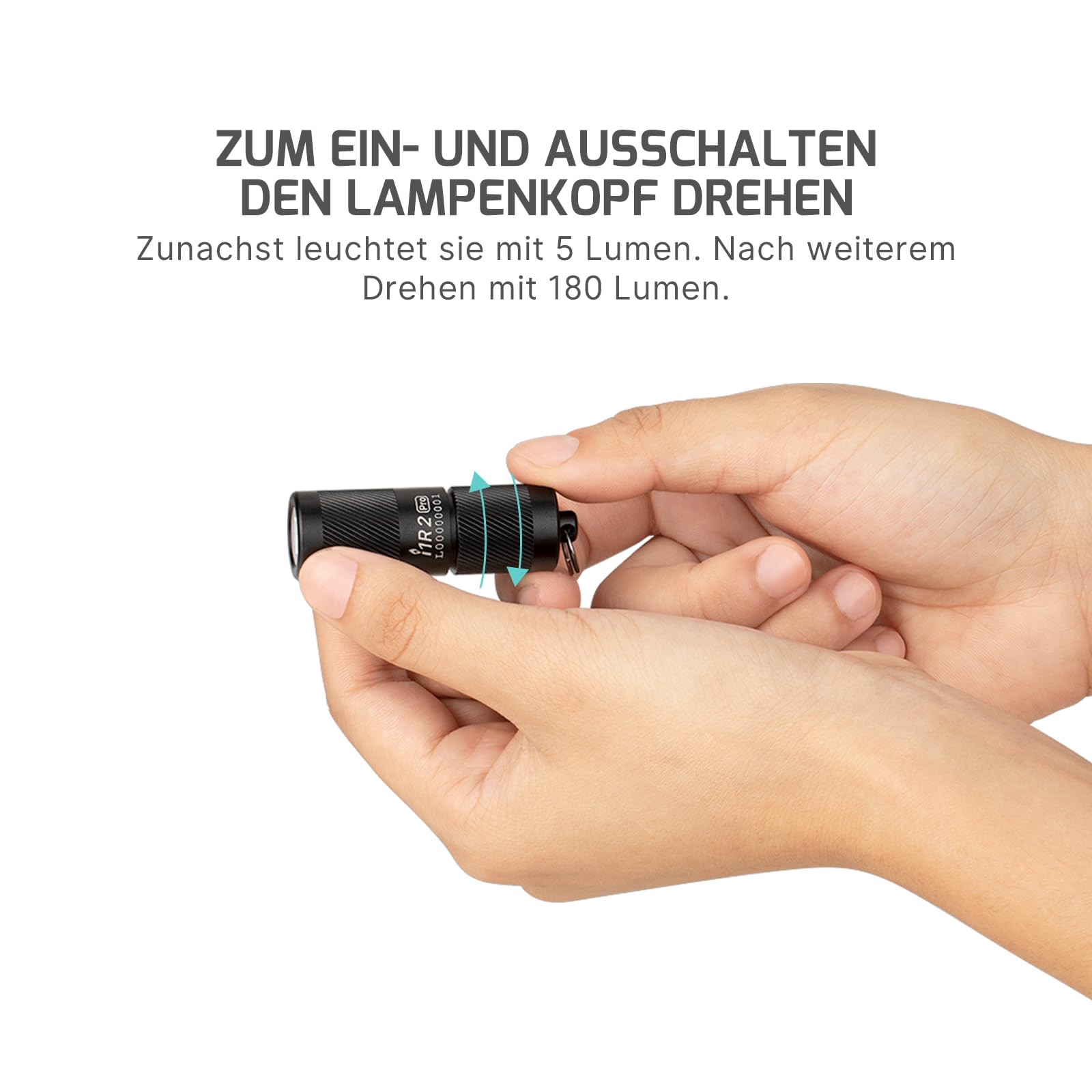 OLIGHT I1R II Pro EOS Mini LED Taschenlampe 180 Lumen Superhelle USB-Aufladbare Handlampe Schlüsselbund, IPX8 und 1,5m Fallschutz kleine Lampen für Outdoor Camping und Repaturen Schwarz