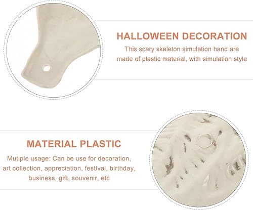 Miniatura 4 de Manos de esqueleto de bruja de Halloween, manos de esqueleto aterradoras de plástico realistas con uñas rojas, mano de bruja falsa para fiesta de