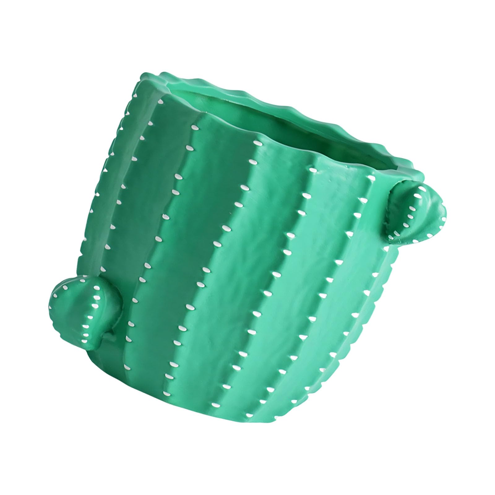 Decorative Cactus Planter Wide Opening Resin Vessel, Drainage Base Container for Small Greenery Desk Shelf Accent Cactus Flowerplanter Resin Container Tabletop Planter Shelf Balcony Windowsill Indoor