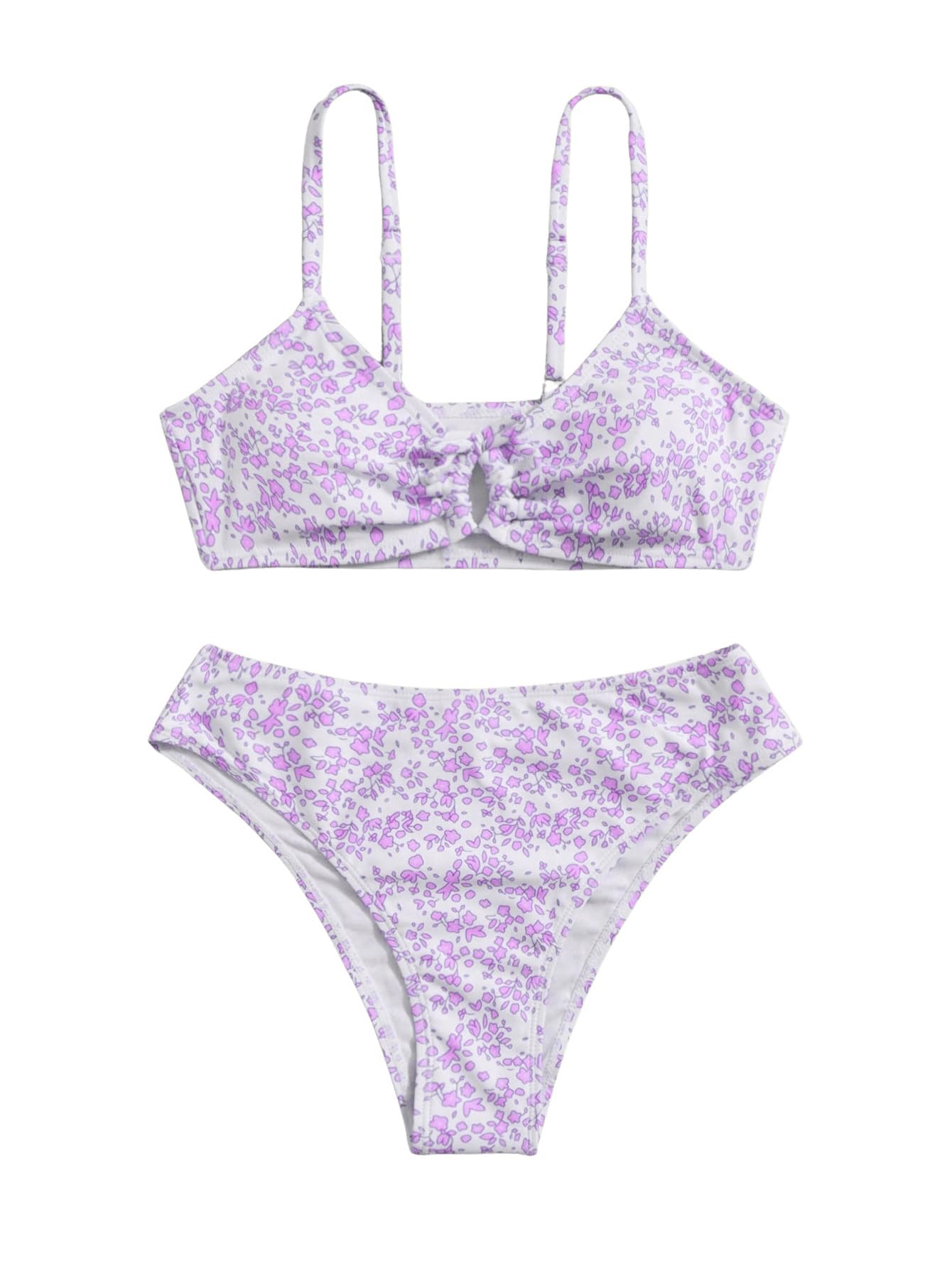 COZYEASE Girls' 2 Piece Ditsy Floral Print Triangle Bikini Swimsuit