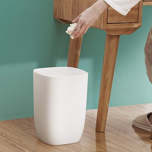 Miniatura 3 de Bote de basura de baño pequeño cubo de basura para baño dormitorio cocina canasta de basura de plástico delgada y bonita para oficina 7 L blanco mate