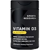 Sports Research 10,000 iu Vitamin D3 Supplement with Organic Coconut Oil - Vitamin D for Strong Bones & Immune Health - Supports Calcium Absorption - Non-GMO - 250mcg, 120 Mini Softgels for Adults