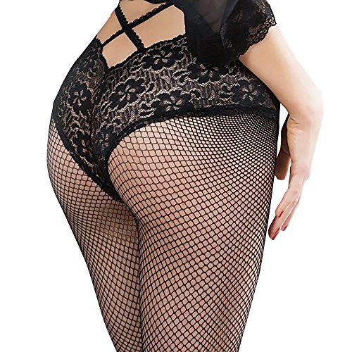 Image of Gatta Women's Luxurious Black FISHNET TIGHTS with Lace Panty and Criss-Cross Details DIONE 01 [Made in Europe]
