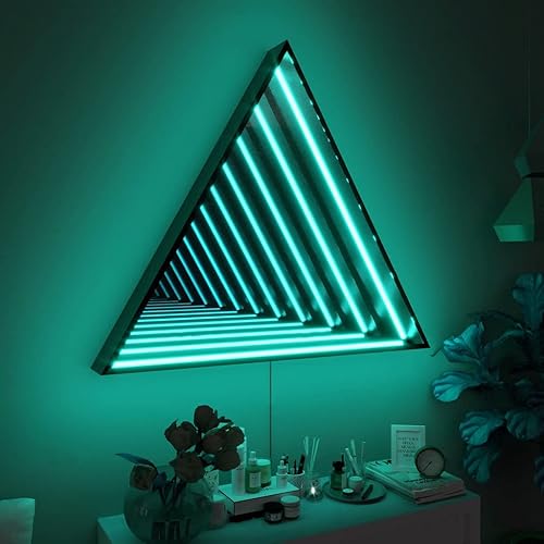 Miniatura 2 de Casa Di Lumo Espejo triangular infinito  Lámpara de pared LED con espejo infinito, decoración de pared geométrica RGB que cambia de color,