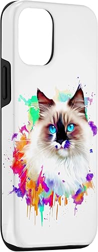Miniatura 3 de iPhone 14 Art Ragdoll Salpicaduras De Pintura, Estuche De Gato Colorido Abstracto