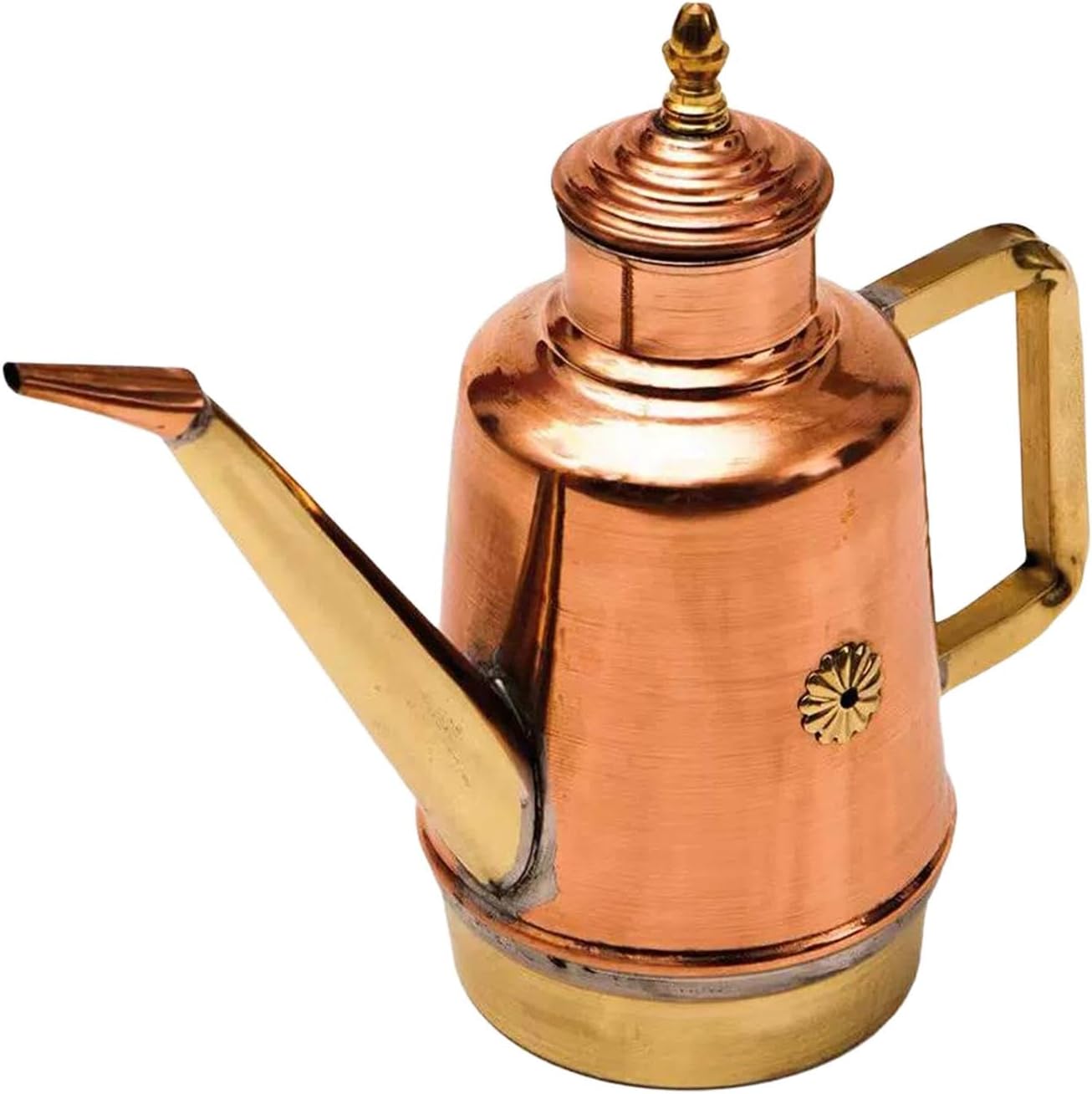Fenteer Oil Dispenser, Olive Dispenser Bottle Vinegar Cruet, Leakproof Oil Storage Can with Handle Great for Pouring & Drizzling, Retro Handmade Copper Oil Pot for Kitchen/Restaurant/Bakery, A 450ml
